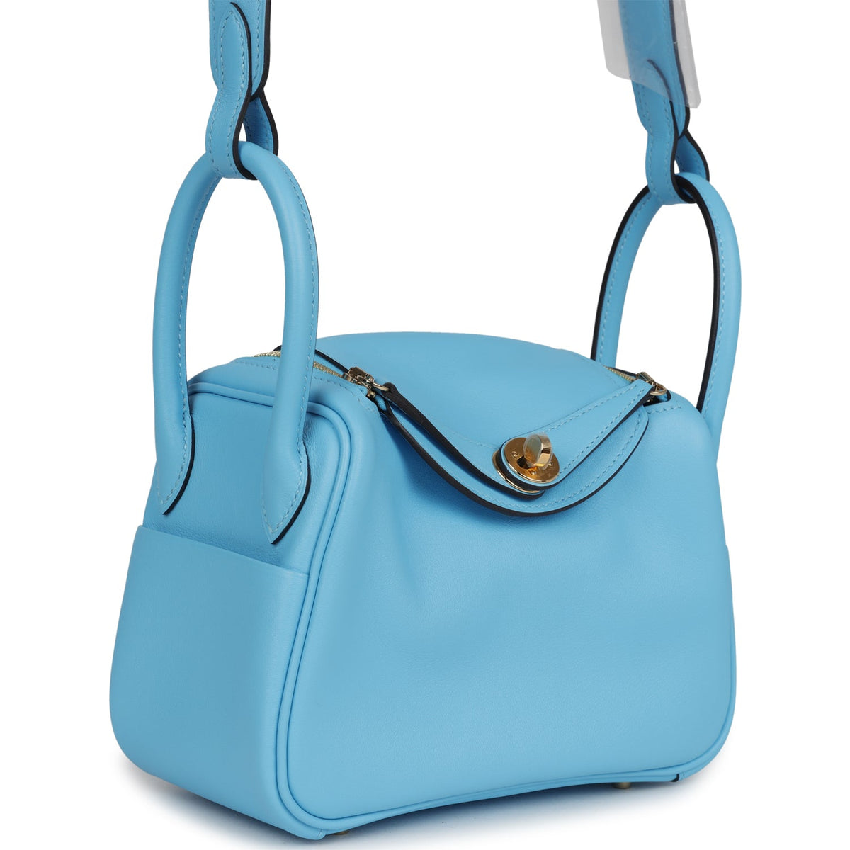 Hermès Mini Lindy Celeste Swift Gold Hardware
