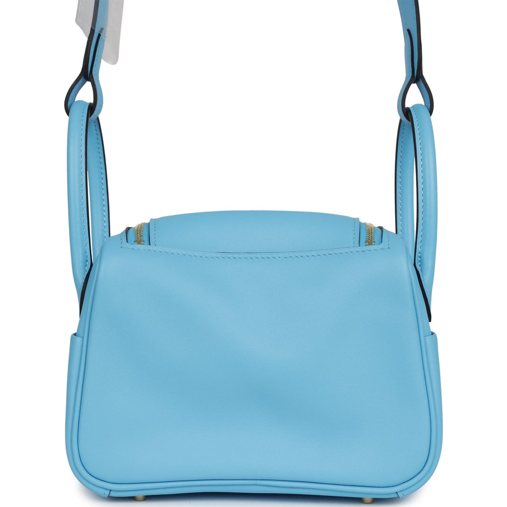 Hermès Mini Lindy Celeste Swift Gold Hardware