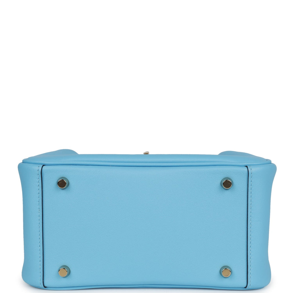 Hermès Mini Lindy Celeste Swift Gold Hardware