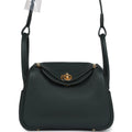 Hermès Mini Lindy Vert Fonce Clemence Gold Hardware