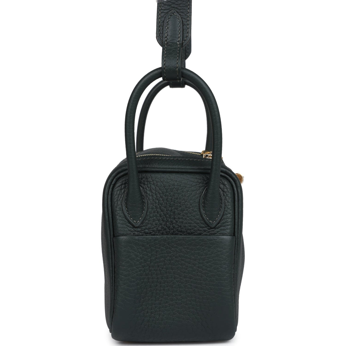 Hermès Mini Lindy Vert Fonce Clemence Gold Hardware
