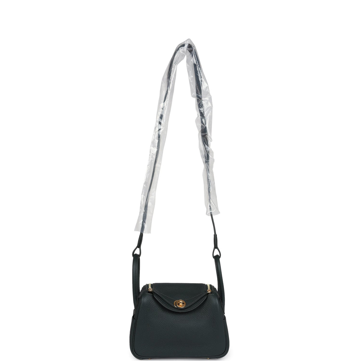 Hermès Mini Lindy Vert Fonce Clemence Gold Hardware