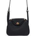Hermès Mini Lindy Black Clemence Gold Hardware