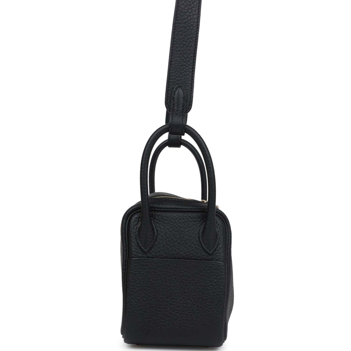 Hermès Mini Lindy Black Clemence Gold Hardware