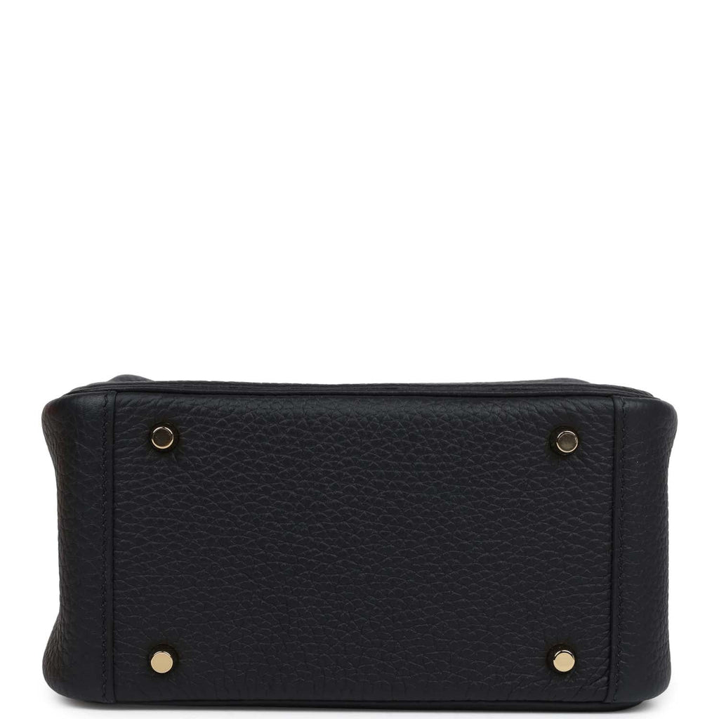 Hermès Mini Lindy Black Clemence Gold Hardware