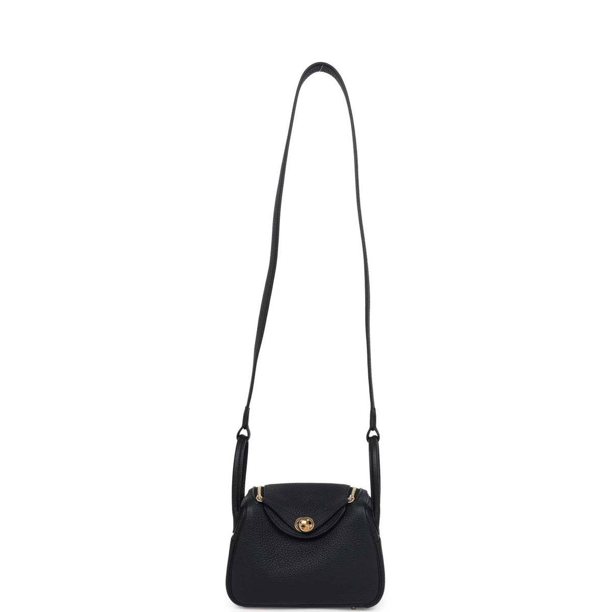 Hermès Mini Lindy Black Clemence Gold Hardware