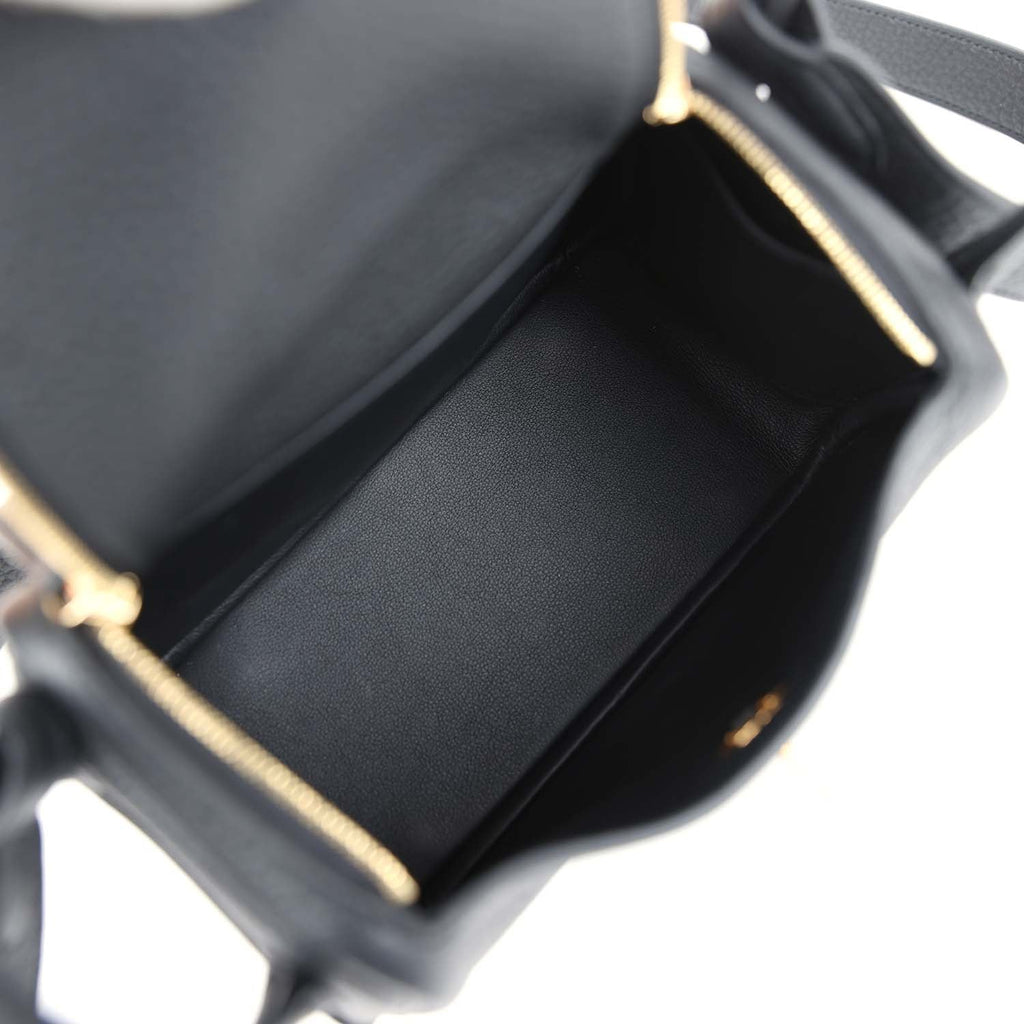 Hermès Mini Lindy Black Clemence Gold Hardware