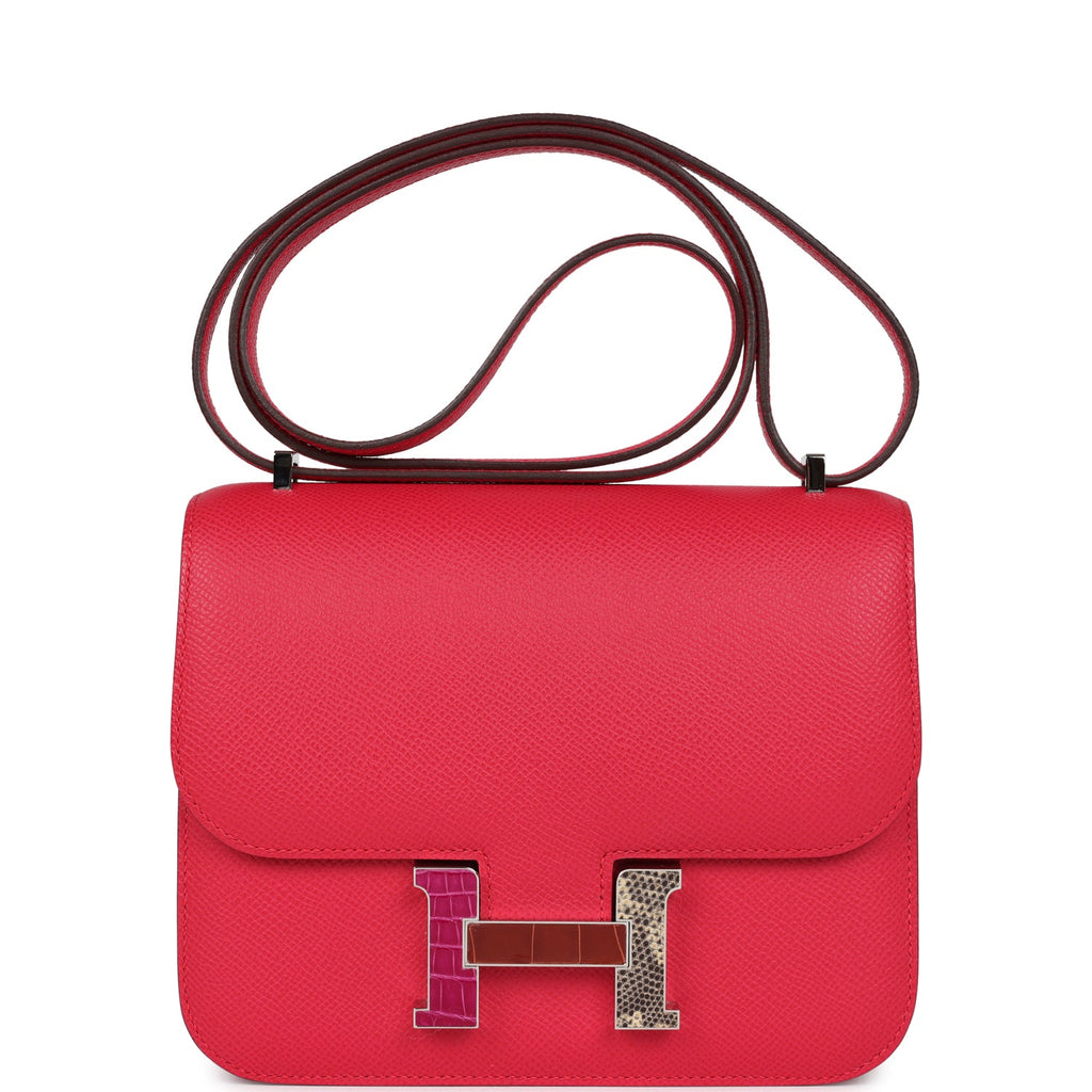 Hermès Constance 18 Rose Extreme Epsom-textured Faux Leather Marquette Palladium Hardware