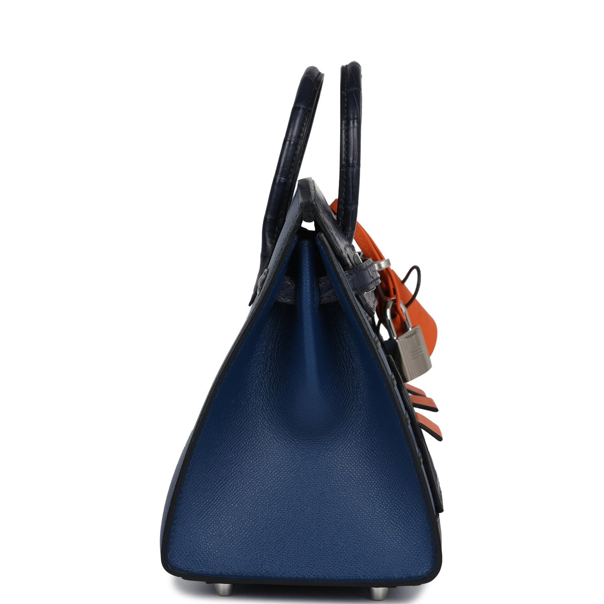 Hermès Night Sac Faubourg Birkin 20 Bleu Marine Matte Faux Leather Palladium Hardware