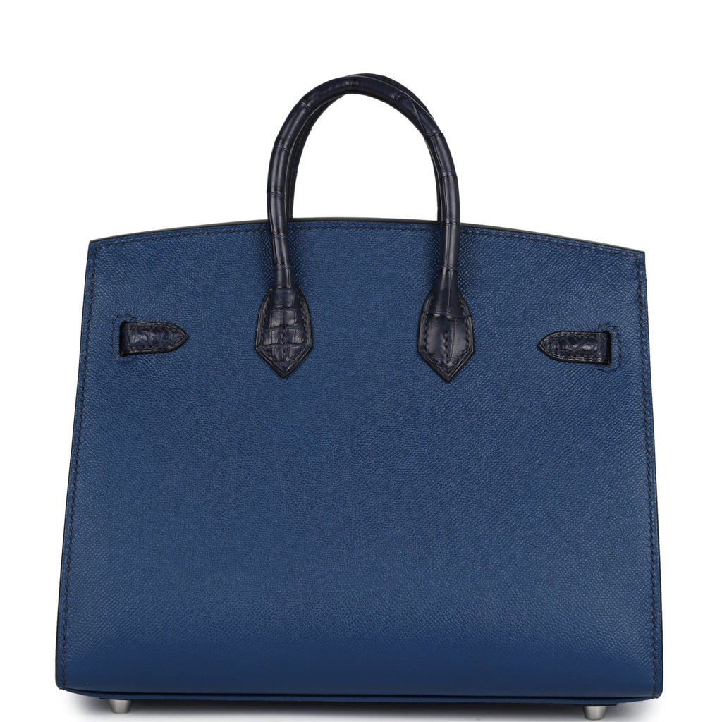 Hermès Night Sac Faubourg Birkin 20 Bleu Marine Matte Faux Leather Palladium Hardware