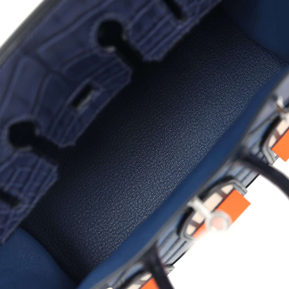 Hermès Night Sac Faubourg Birkin 20 Bleu Marine Matte Faux Leather Palladium Hardware