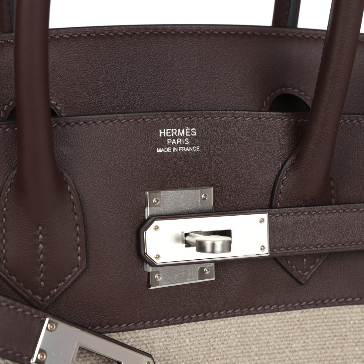 Hermès Birkin 30 Bivouac Ficelle Canvas and Moka Swift Palladium Hardware