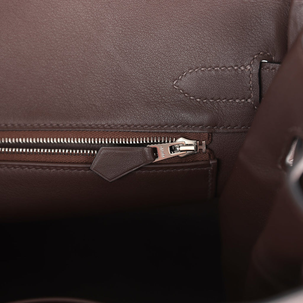 Hermès Birkin 30 Bivouac Ficelle Canvas and Moka Swift Palladium Hardware