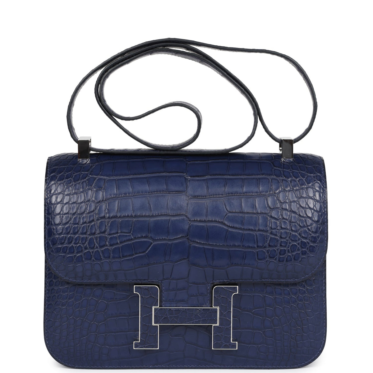 Hermès Constance 1-24 Bleu Saphir Matte Faux Leather Marquette Palladium Hardware