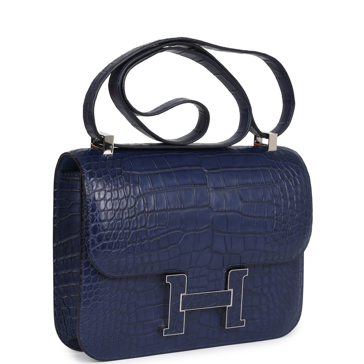 Hermès Constance 1-24 Bleu Saphir Matte Faux Leather Marquette Palladium Hardware