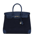 Hermès Birkin 35 Bleu Nuit Feutre Wool and Bleu De Malte Swift Palladium Hardware