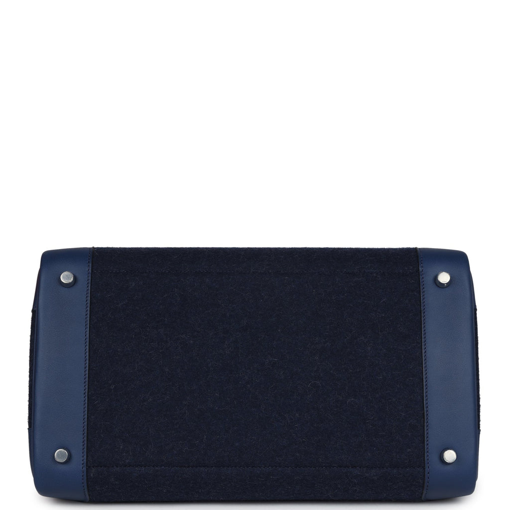 Hermès Birkin 35 Bleu Nuit Feutre Wool and Bleu De Malte Swift Palladium Hardware