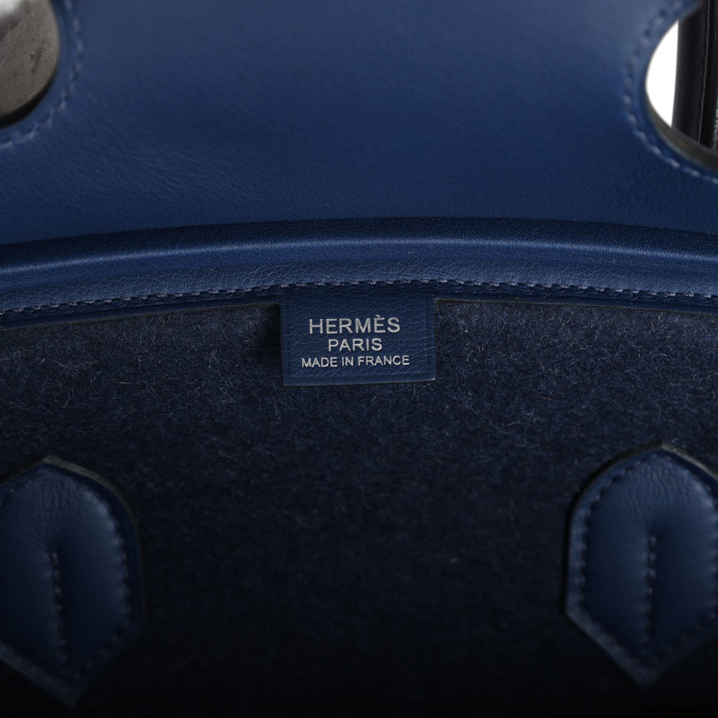 Hermès Birkin 35 Bleu Nuit Feutre Wool and Bleu De Malte Swift Palladium Hardware