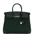 Hermès Birkin 35 Vert Anglais Feutre Wool and Vert Fonce Feutre Swift Palladium Hardware