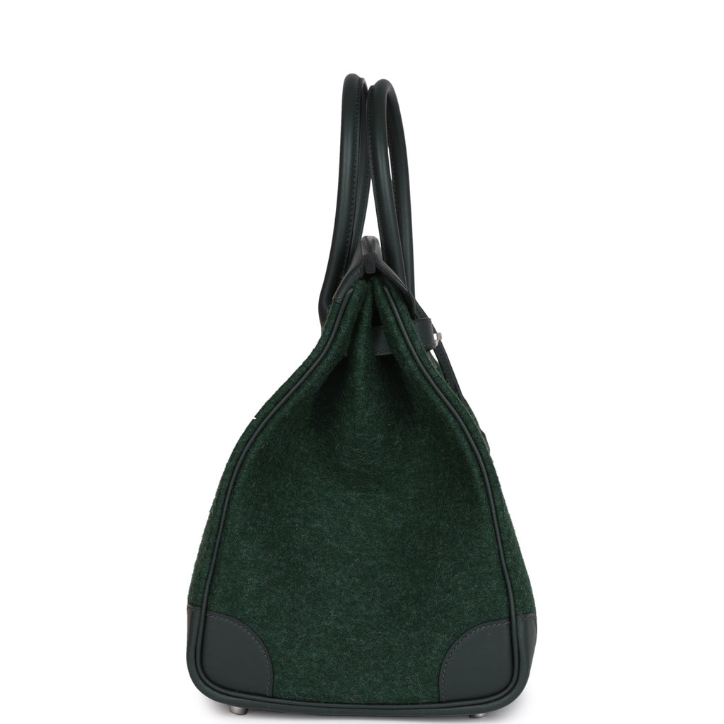 Hermès Birkin 35 Vert Anglais Feutre Wool and Vert Fonce Feutre Swift Palladium Hardware