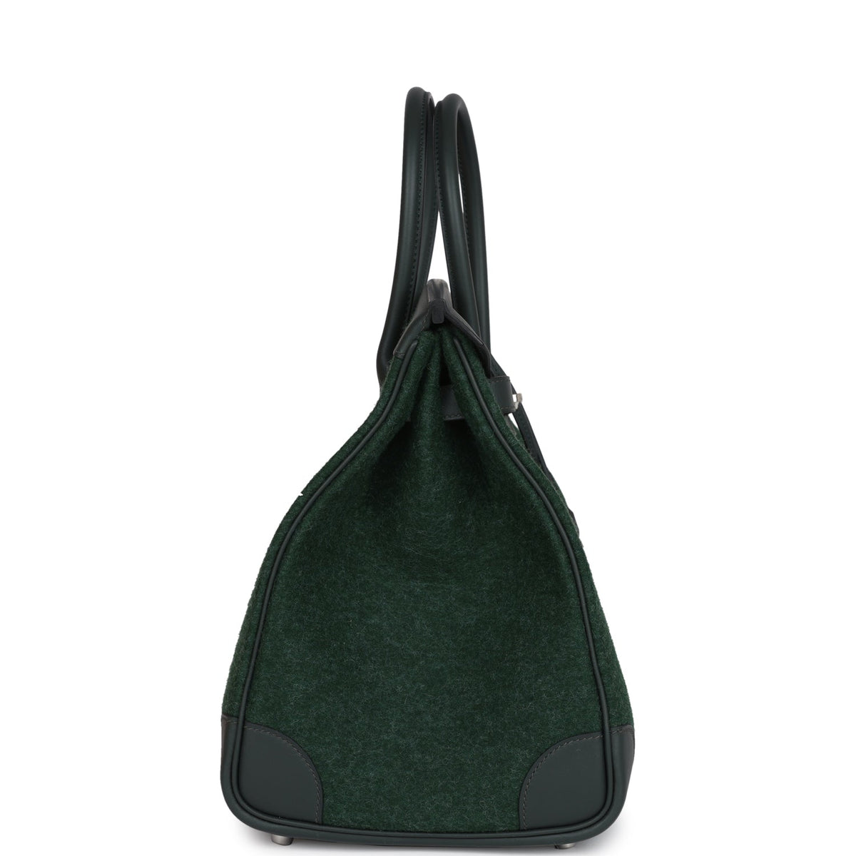 Hermès Birkin 35 Vert Anglais Feutre Wool and Vert Fonce Feutre Swift Palladium Hardware