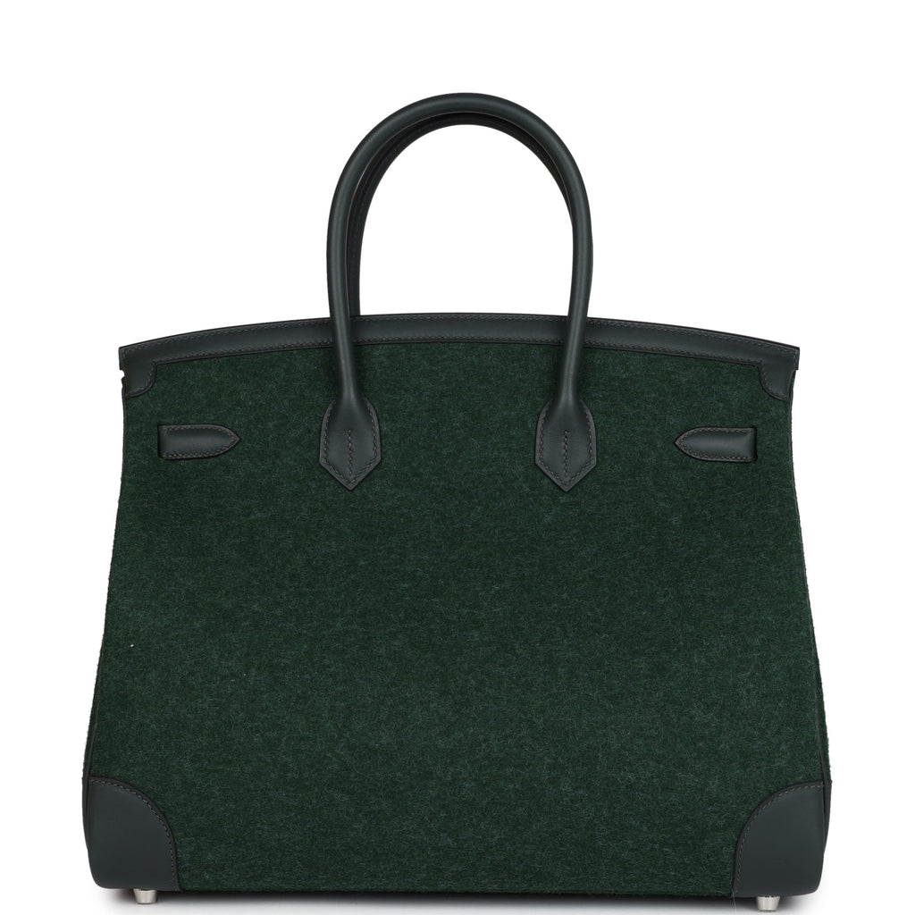 Hermès Birkin 35 Vert Anglais Feutre Wool and Vert Fonce Feutre Swift Palladium Hardware