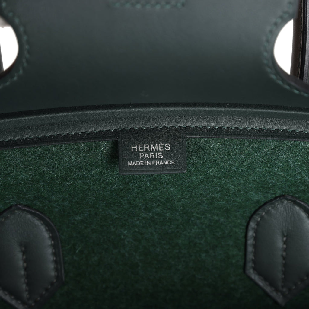 Hermès Birkin 35 Vert Anglais Feutre Wool and Vert Fonce Feutre Swift Palladium Hardware