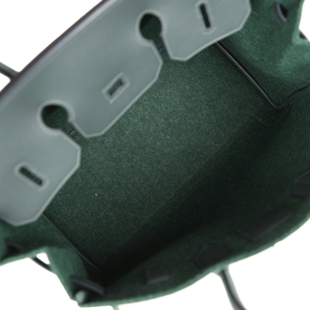 Hermès Birkin 35 Vert Anglais Feutre Wool and Vert Fonce Feutre Swift Palladium Hardware