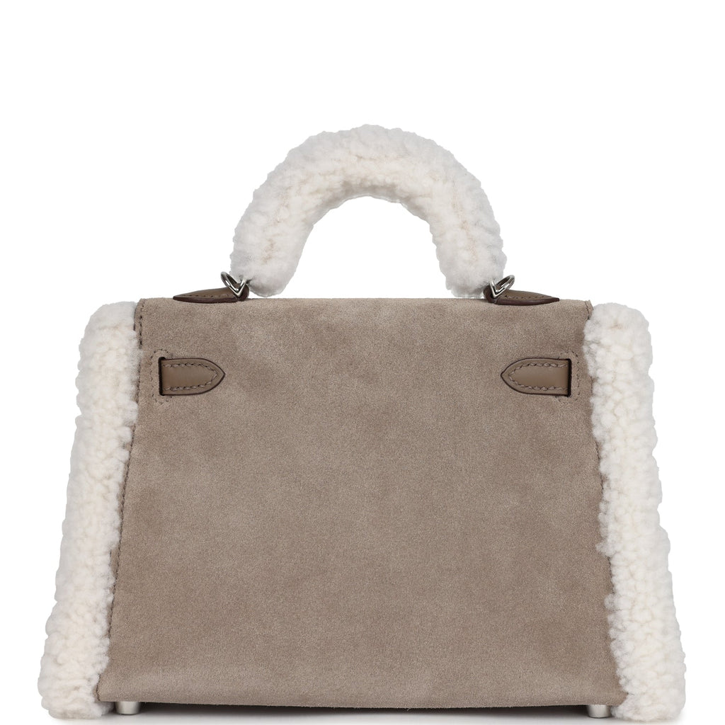 Hermès Teddy Kelly 20 Gris Caillou and Etoupe Swift Palladium Hardware