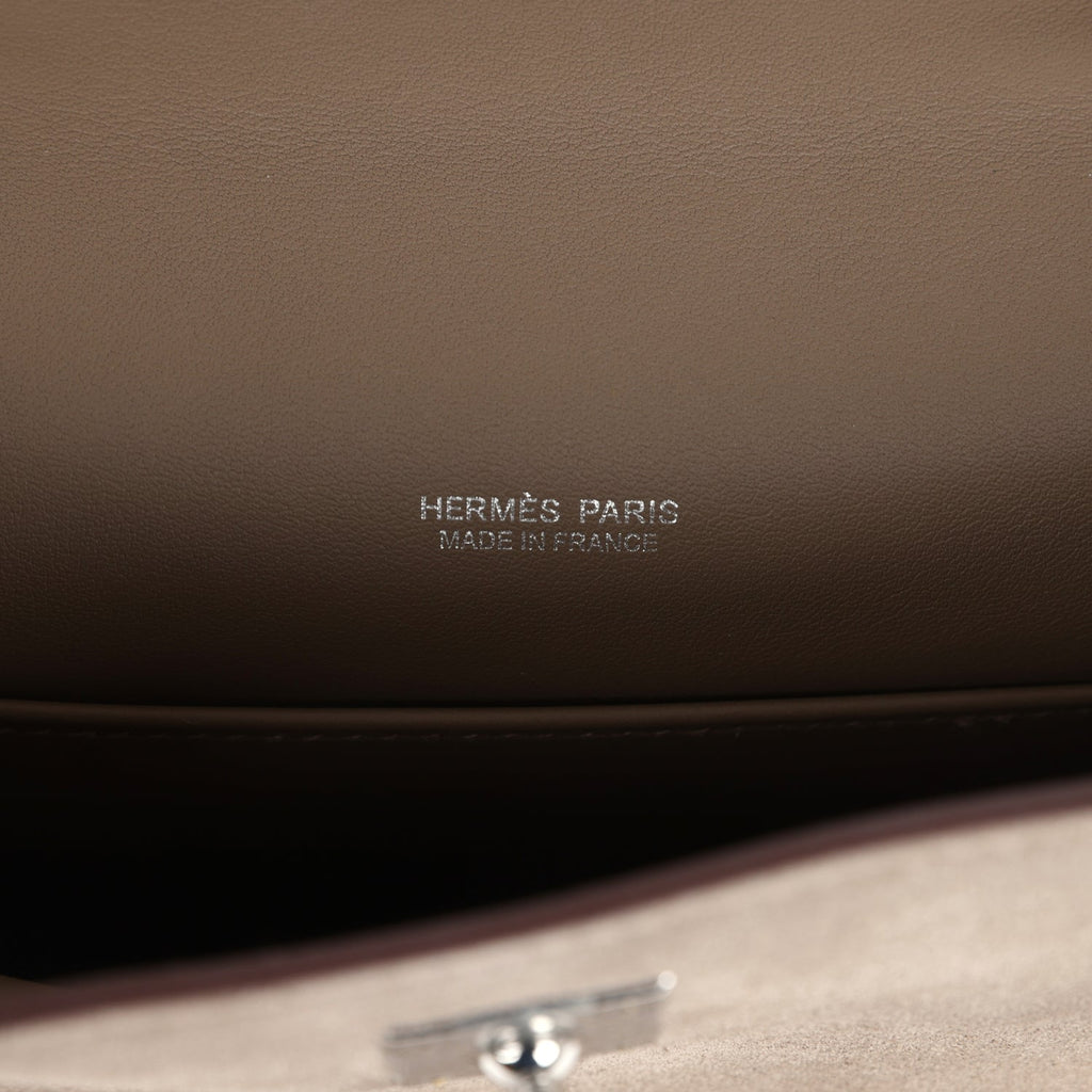 Hermès Teddy Kelly 20 Gris Caillou and Etoupe Swift Palladium Hardware