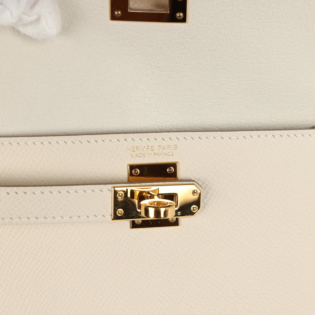 Hermès Kelly Sellier en Desordre 20 Craie Epsom Gold Hardware