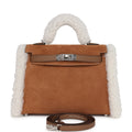 Hermès Teddy Kelly 20 Chamois Shearling and Swift Palladium Hardware