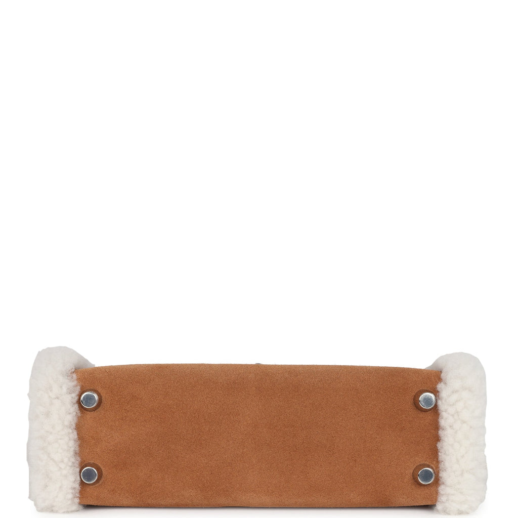 Hermès Teddy Kelly 20 Chamois Shearling and Swift Palladium Hardware