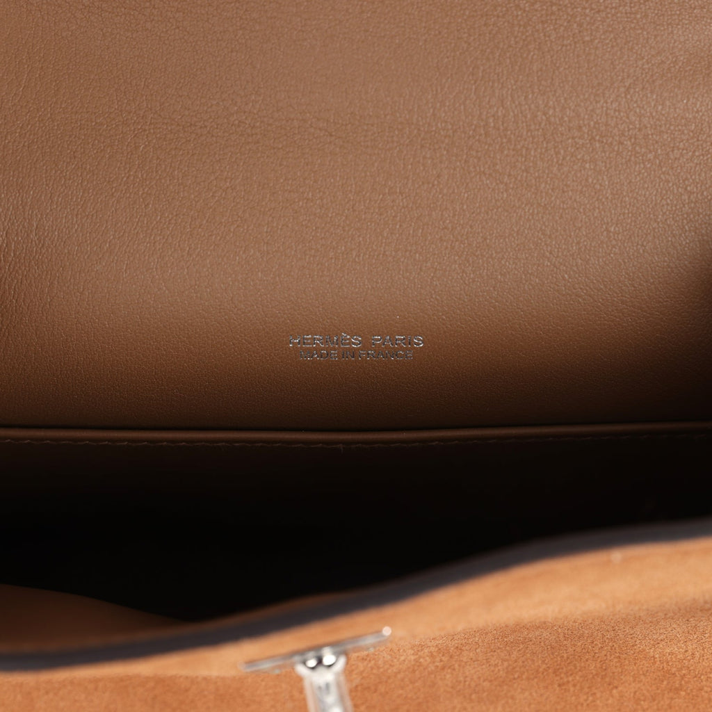 Hermès Teddy Kelly 20 Chamois Shearling and Swift Palladium Hardware