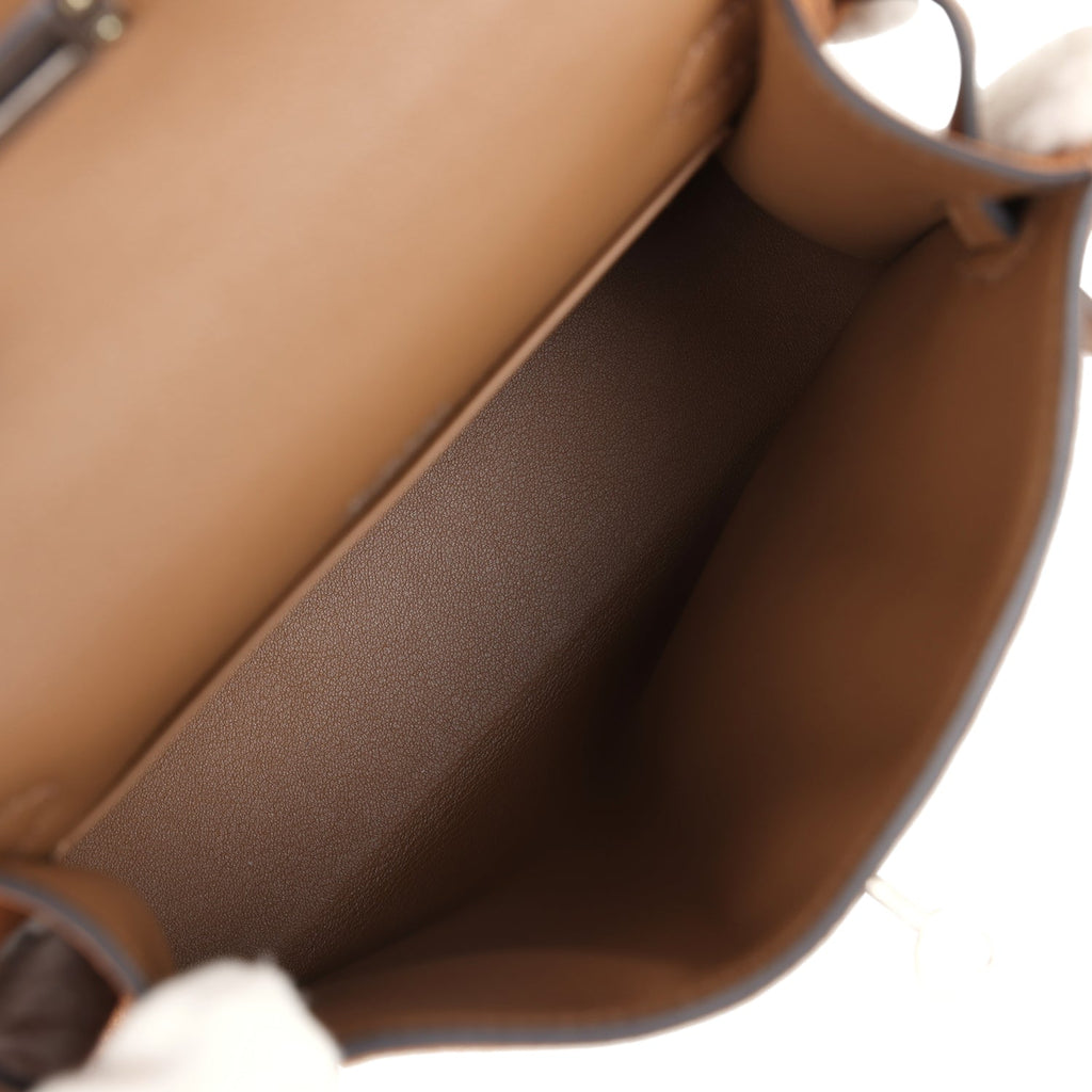 Hermès Teddy Kelly 20 Chamois Shearling and Swift Palladium Hardware