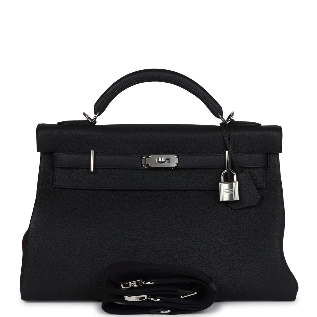 Hermès Kelly 42 Maxi Black Togo Palladium Hardware