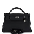Hermès Kelly 42 Maxi Black Togo Palladium Hardware