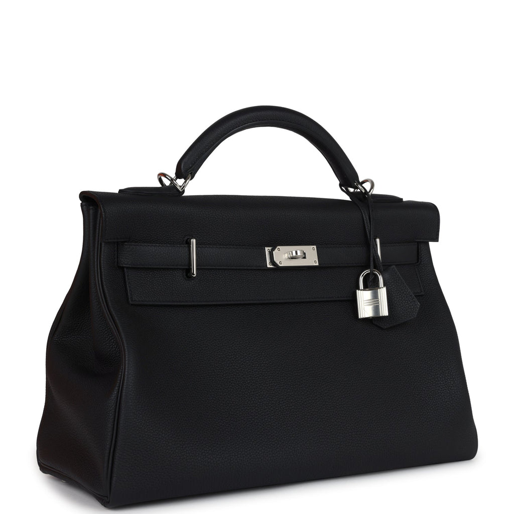 Hermès Kelly 42 Maxi Black Togo Palladium Hardware