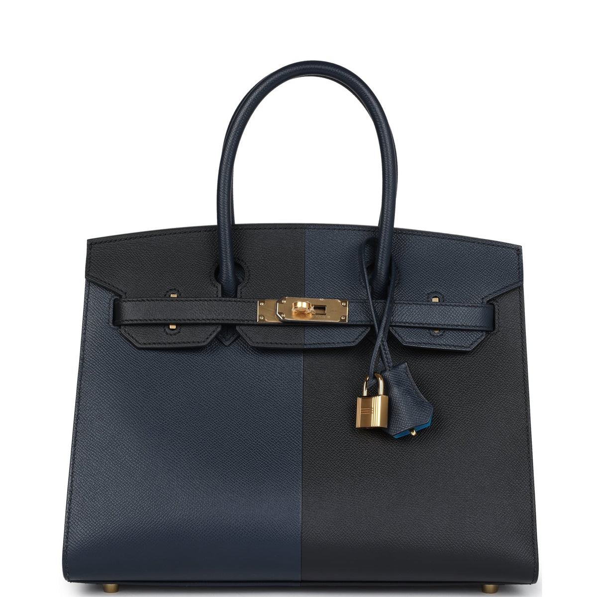 Hermès Casaque Birkin Sellier 30 Black, Bleu Indigo and Bleu Zanzibar Epsom Gold Hardware
