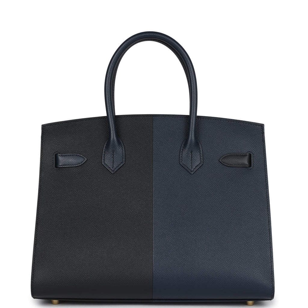 Hermès Casaque Birkin Sellier 30 Black, Bleu Indigo and Bleu Zanzibar Epsom Gold Hardware