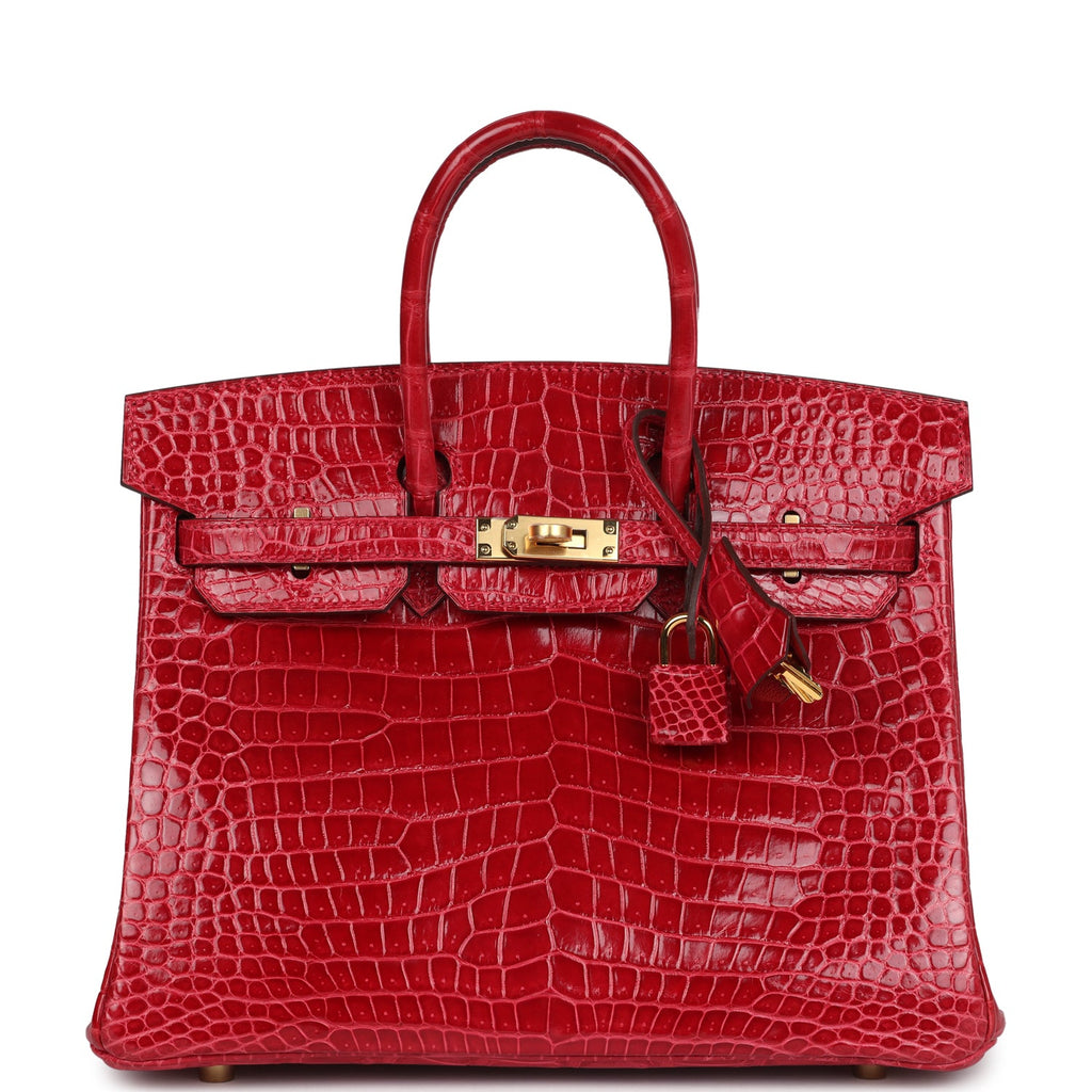 Hermès Birkin 25 Braise Shiny Faux Leather Gold Hardware