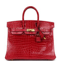Hermès Birkin 25 Braise Shiny Faux Leather Gold Hardware