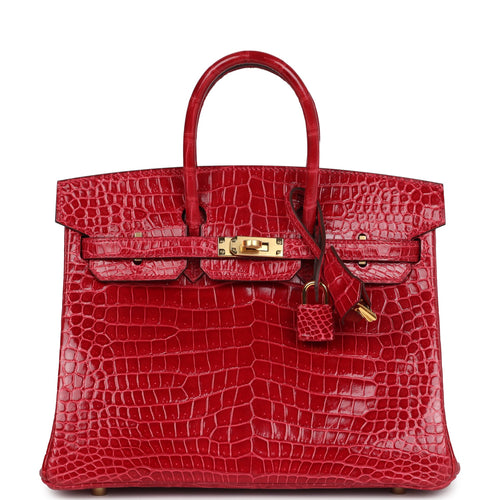Hermès Birkin 25 Braise Shiny Faux Leather Gold Hardware