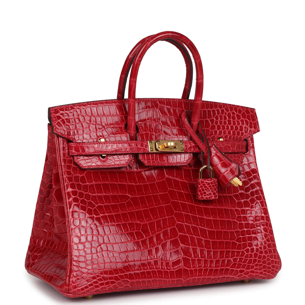Hermès Birkin 25 Braise Shiny Faux Leather Gold Hardware