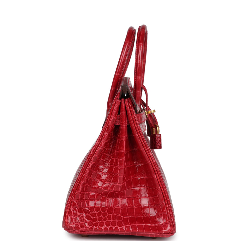 Hermès Birkin 25 Braise Shiny Faux Leather Gold Hardware