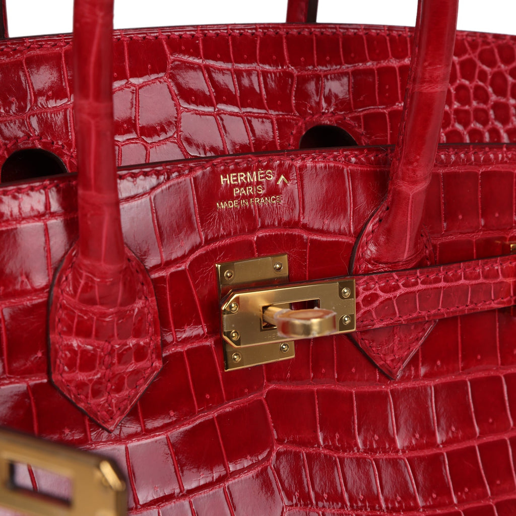 Hermès Birkin 25 Braise Shiny Faux Leather Gold Hardware
