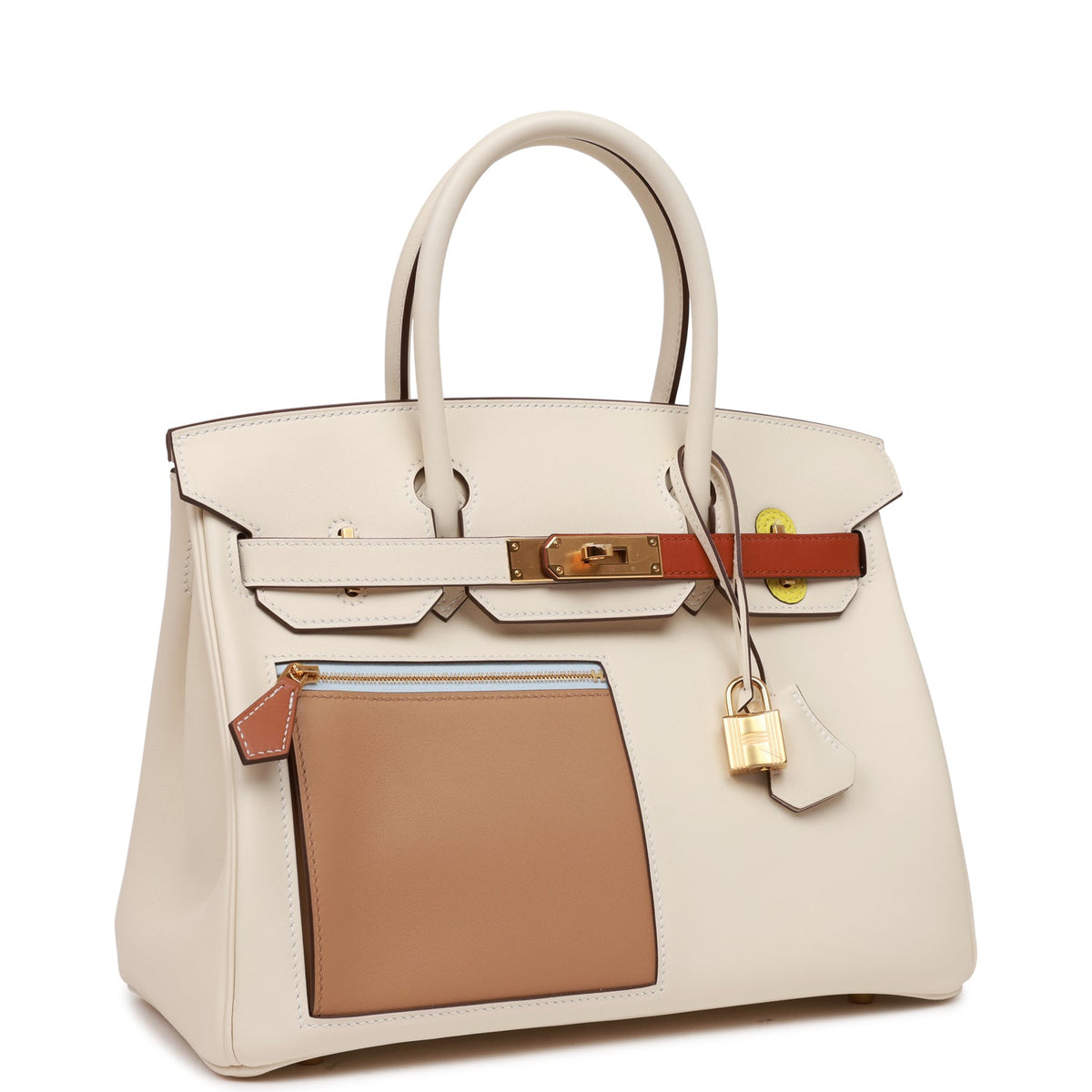 Hermès Colormatic Birkin 30 Nata, Chai and Cuivre Swift Gold Hardware