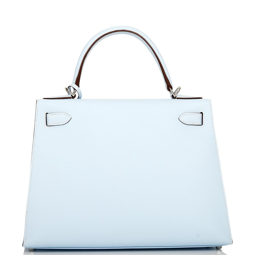 Hermès Kelly Sellier 28 Bleu Brume Epsom Palladium Hardware