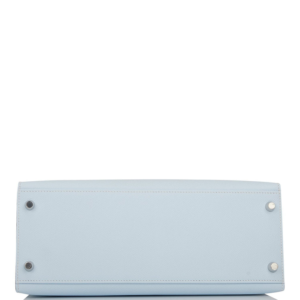 Hermès Kelly Sellier 28 Bleu Brume Epsom Palladium Hardware