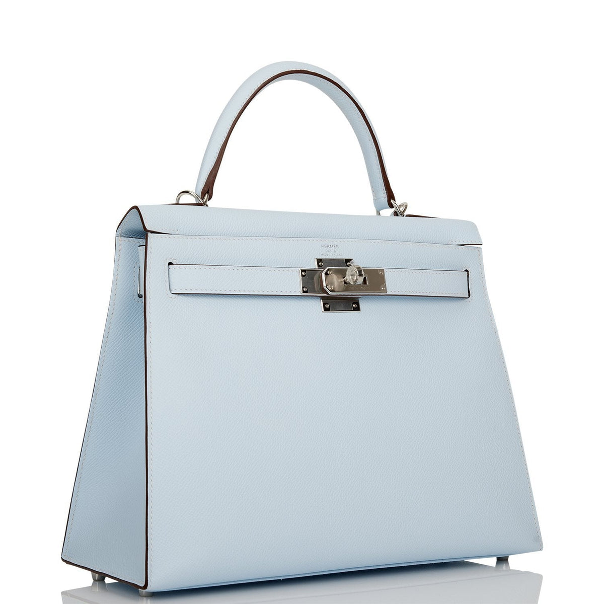Hermès Kelly Sellier 28 Bleu Brume Epsom Palladium Hardware